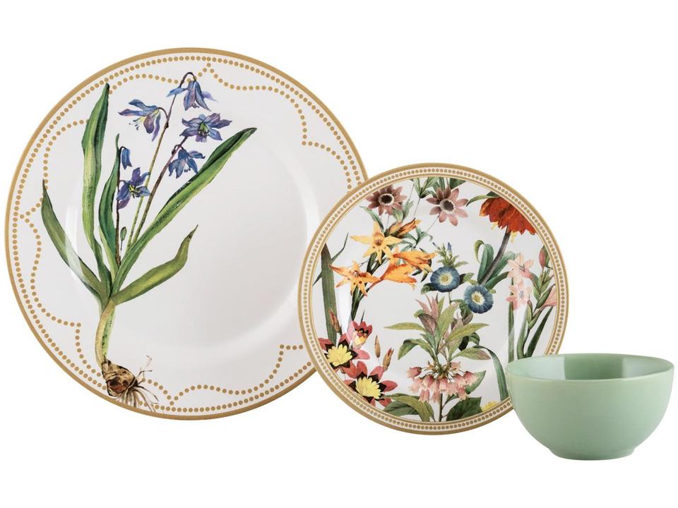 Aparelho de Jantar 12 Peças Alleanza Cerâmica Branco e Verde Água Redondo Bulbo - 2