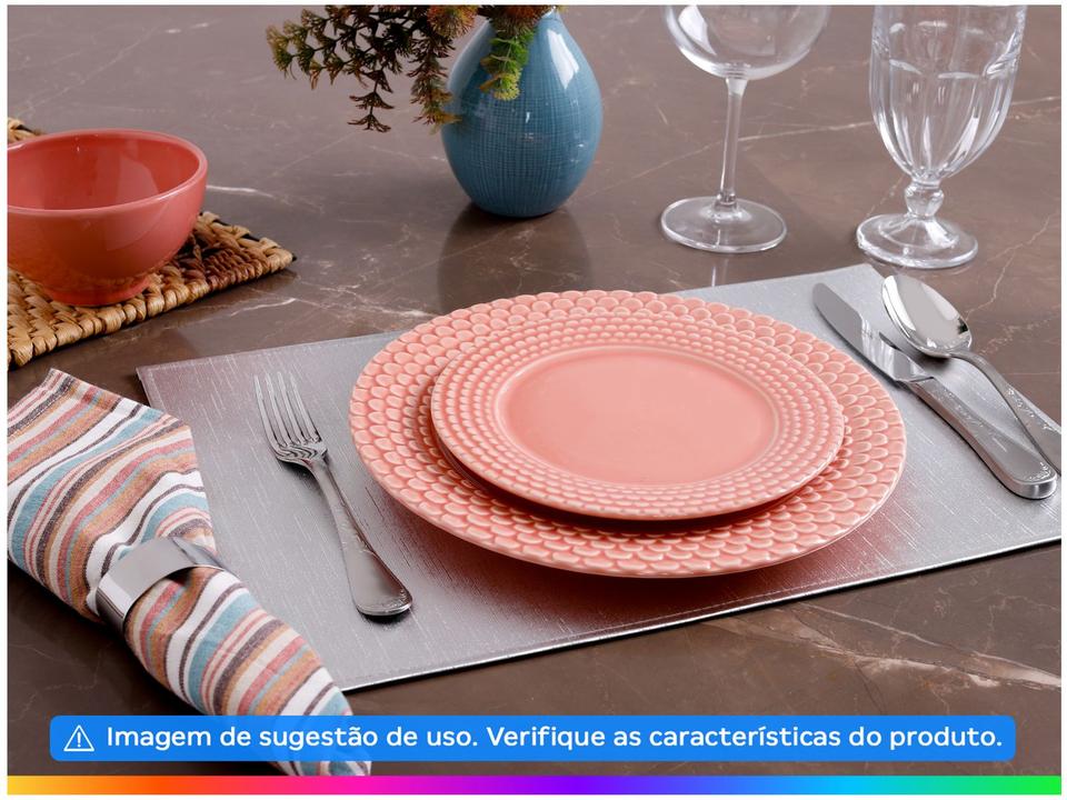 Aparelho de Jantar 12 Peças Scalla Cerâmica Rosa Redondo Escama - 1