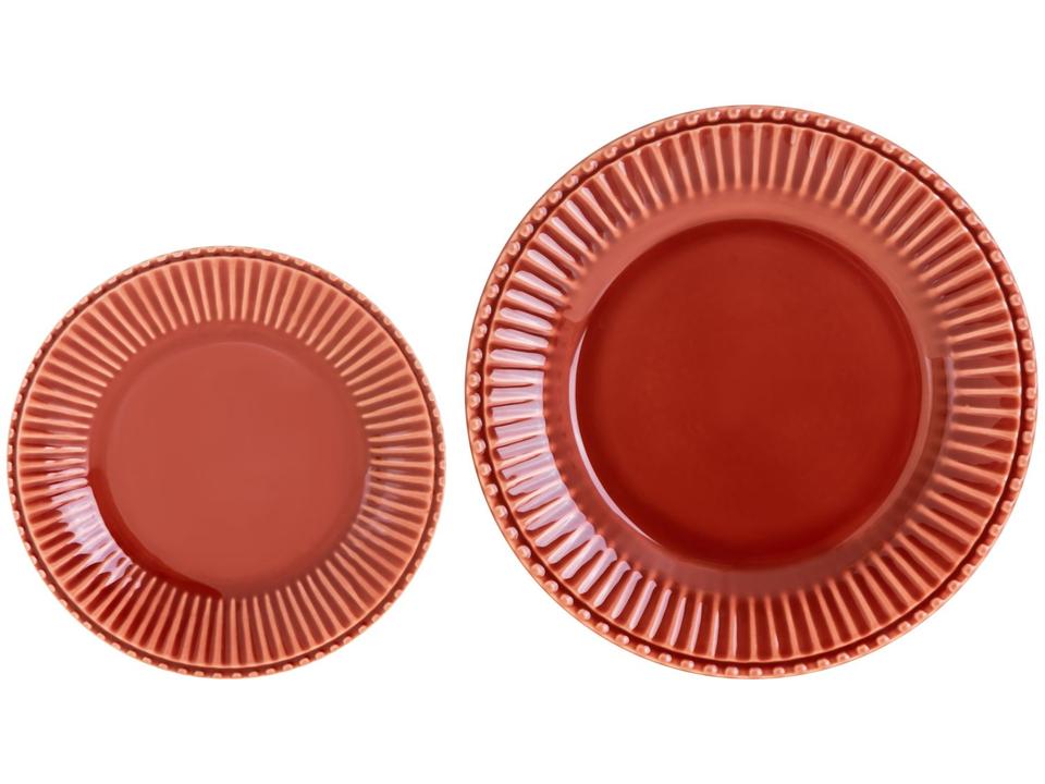 Aparelho de Jantar 12 Peças Scalla Cerâmica Terra Redondo Frisada - 3