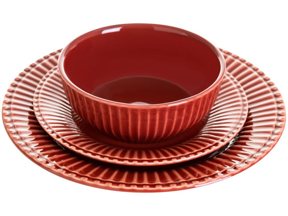 Aparelho de Jantar 12 Peças Scalla Cerâmica Terra Redondo Frisada - 2