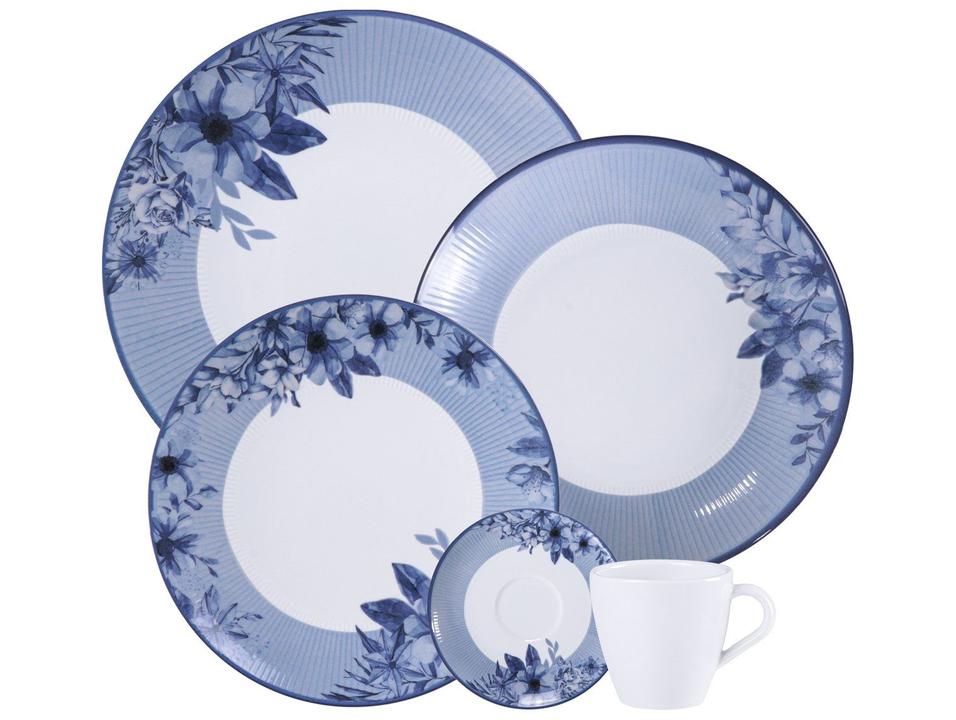 Aparelho de Jantar 20 Peças Tramontina Redondo de Porcelana Branco e Azul Lavínia - 5