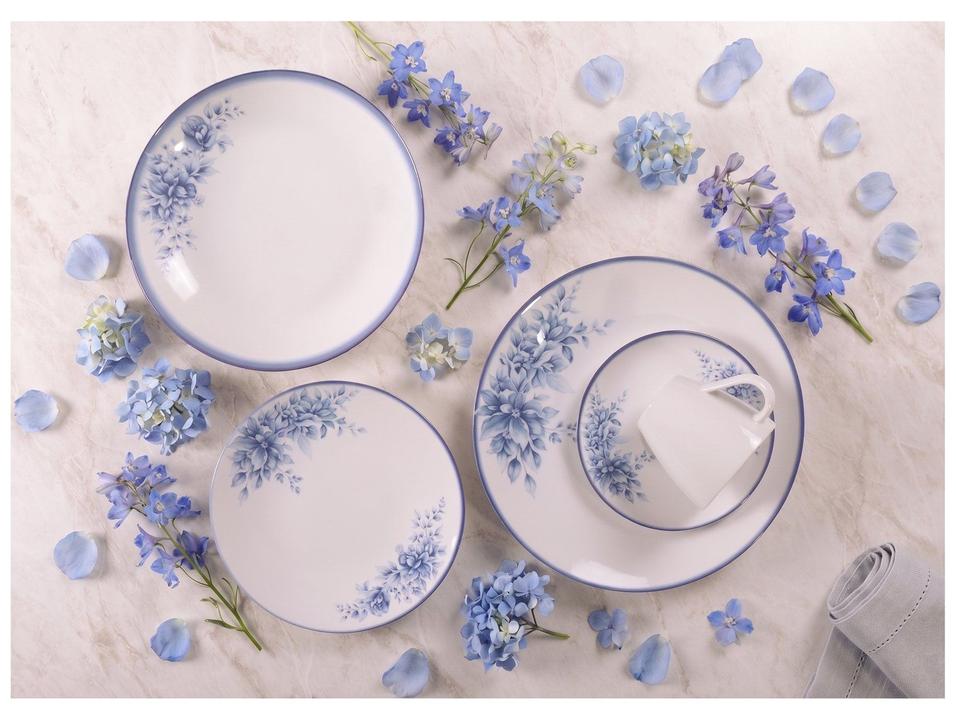 Aparelho de Jantar 20 Peças Tramontina Redondo de Porcelana Branco e Azul Royal - 2