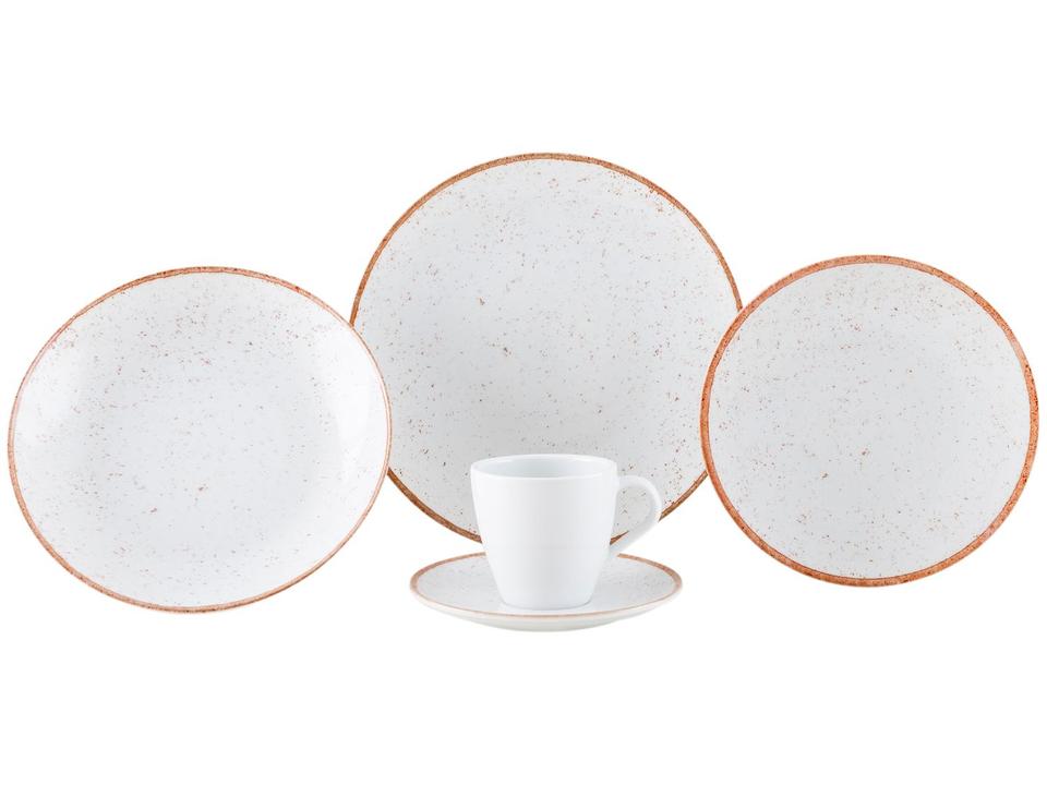Aparelho de Jantar 20 Peças Tramontina Redondo Porcelana Branco e Marrom Mare - 2