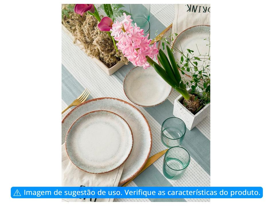 Aparelho de Jantar Chá 20 Peças Alleanza Redondo Cerâmica Faiança Branco e Verde Durban - 1