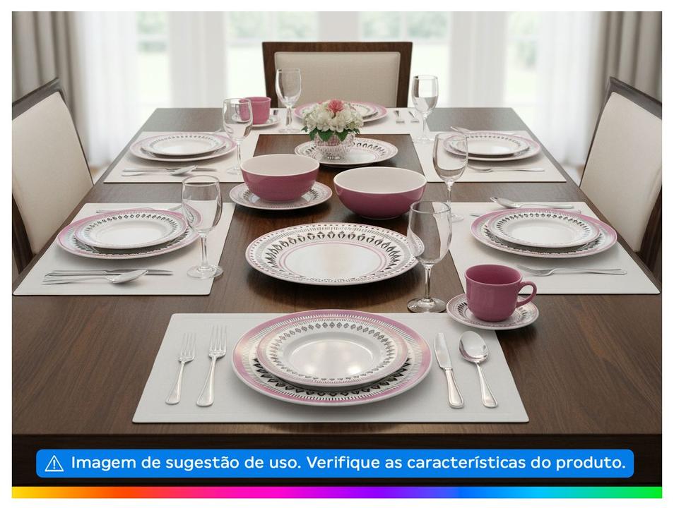 Aparelho de Jantar Chá 20 Peças Biona Redondo Cerâmica Retrô Blush - 1