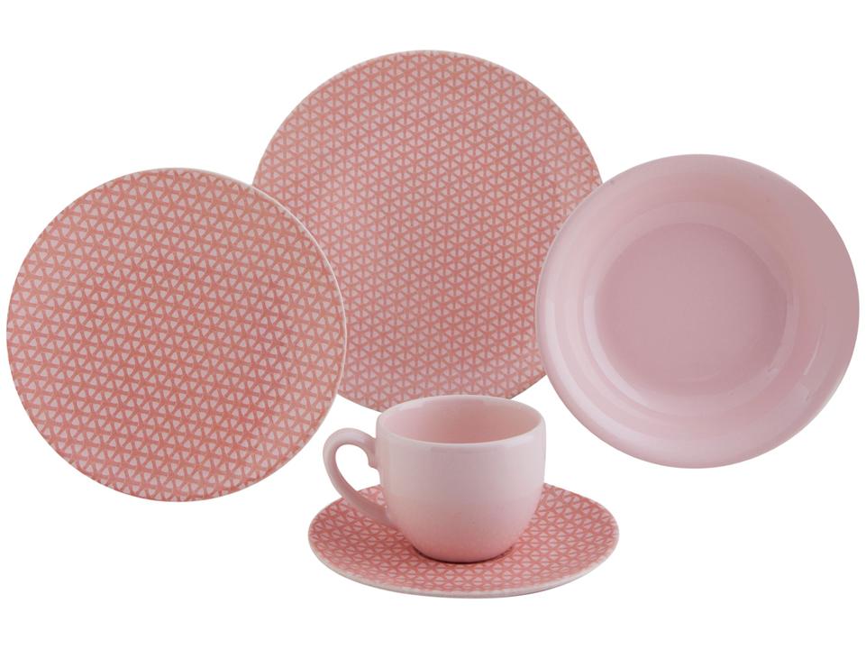 Aparelho de Jantar Chá 20 Peças Haus Cerâmica - Rosa Redondo Soho Geométrico - 2