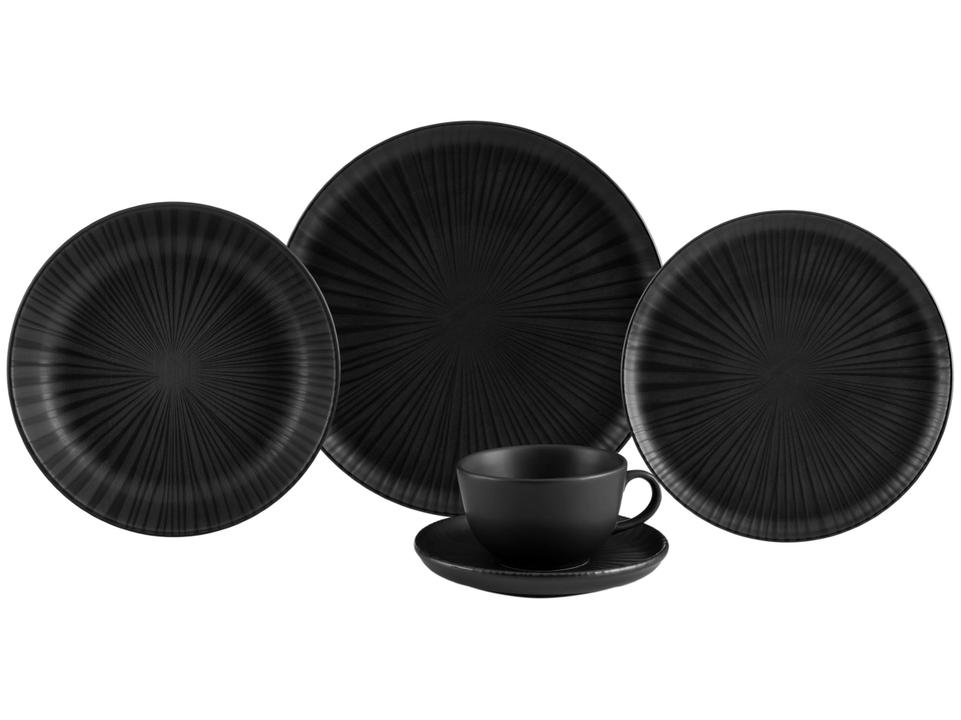Aparelho de Jantar Chá 20 Peças Oxford Redondo Cerâmica Preta Onix - 2