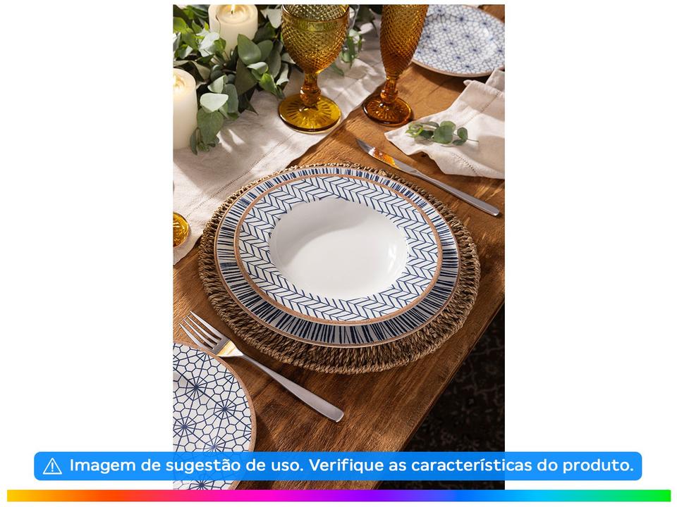 Aparelho de Jantar Chá e Café 20 Peças Tramontina Redondo de Porcelana Branco e Azul Abstratta 96589048 - 2