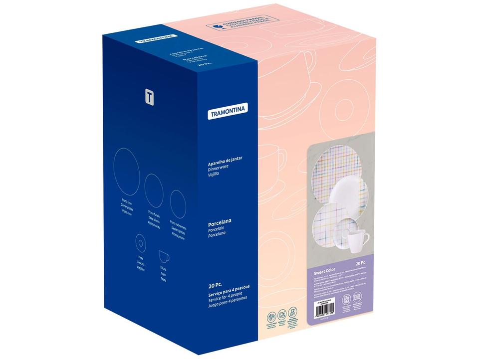 Aparelho de Jantar e Café 20 Peças Tramontina Redondo de Porcelana Branco Sweet 96589058 - 5