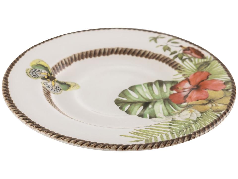 Aparelho de Jantar e Chá 20 Peças Alleanza Cerâmica Branco e Verde Trópicos - 6