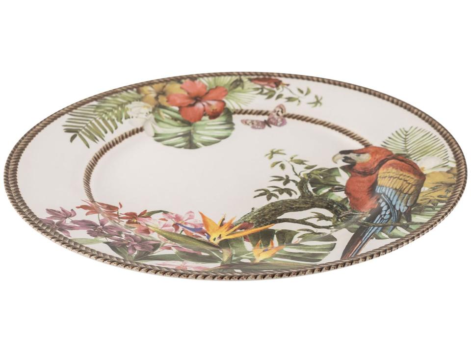 Aparelho de Jantar e Chá 20 Peças Alleanza Cerâmica Branco e Verde Trópicos - 4