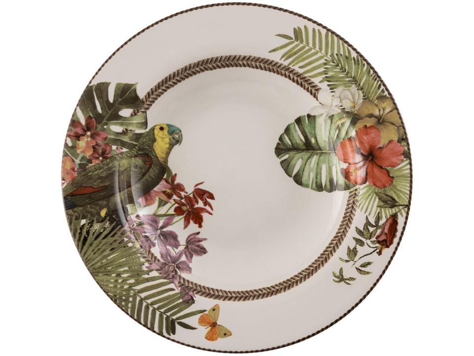 Aparelho de Jantar e Chá 20 Peças Alleanza Cerâmica Branco e Verde Trópicos - 10