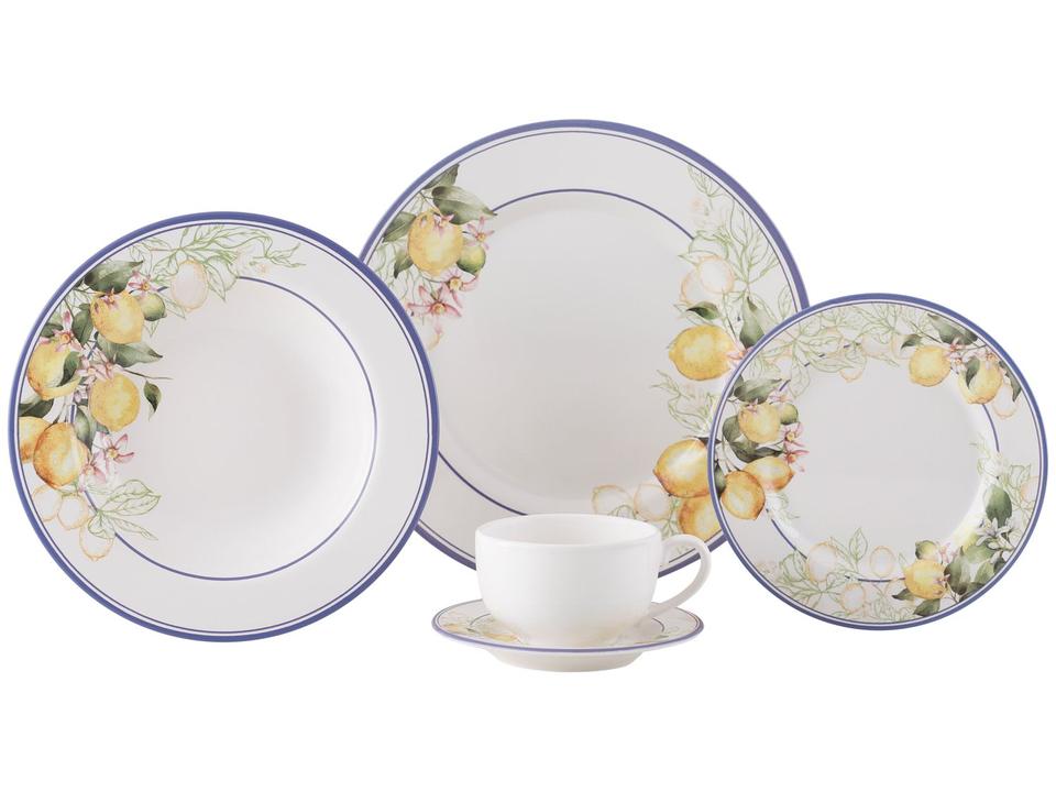 Aparelho de Jantar e Chá 20 Peças Alleanza de Cerâmica Branco e Azul Redondo Sorrento - 2