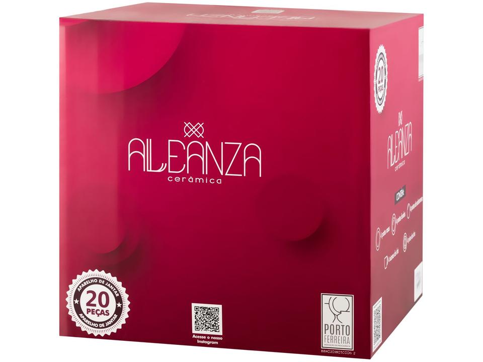 Aparelho de Jantar e Chá 20 Peças Alleanza de Cerâmica Branco e Azul Redondo Sorrento - 12