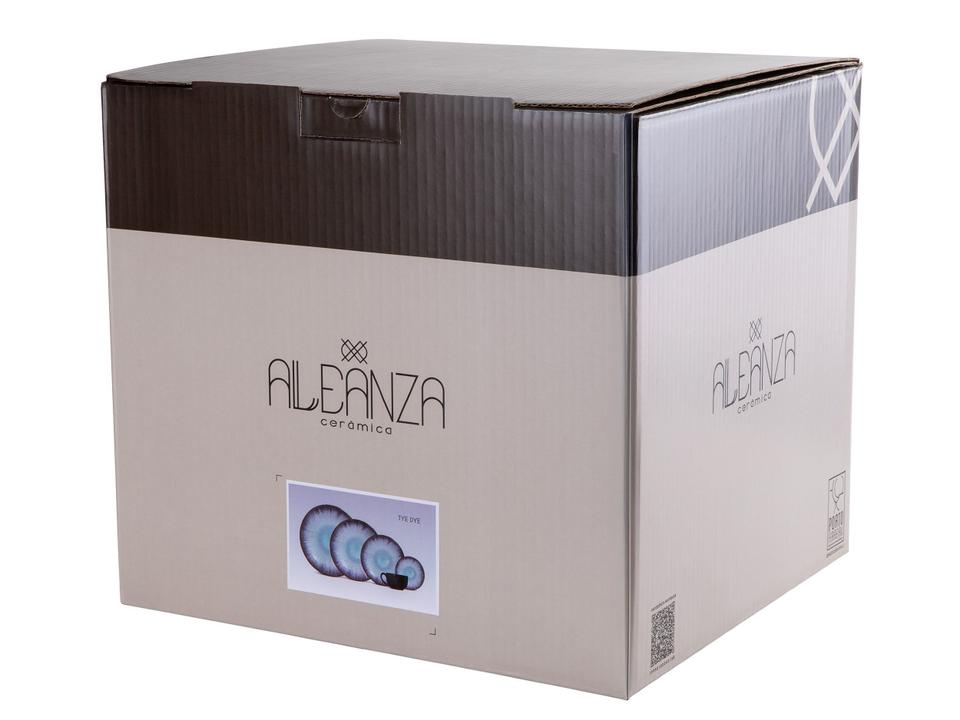 Aparelho de Jantar e Chá 20 Peças Alleanza Redondo Cerâmica Faiança Azul Tye Dye - 8