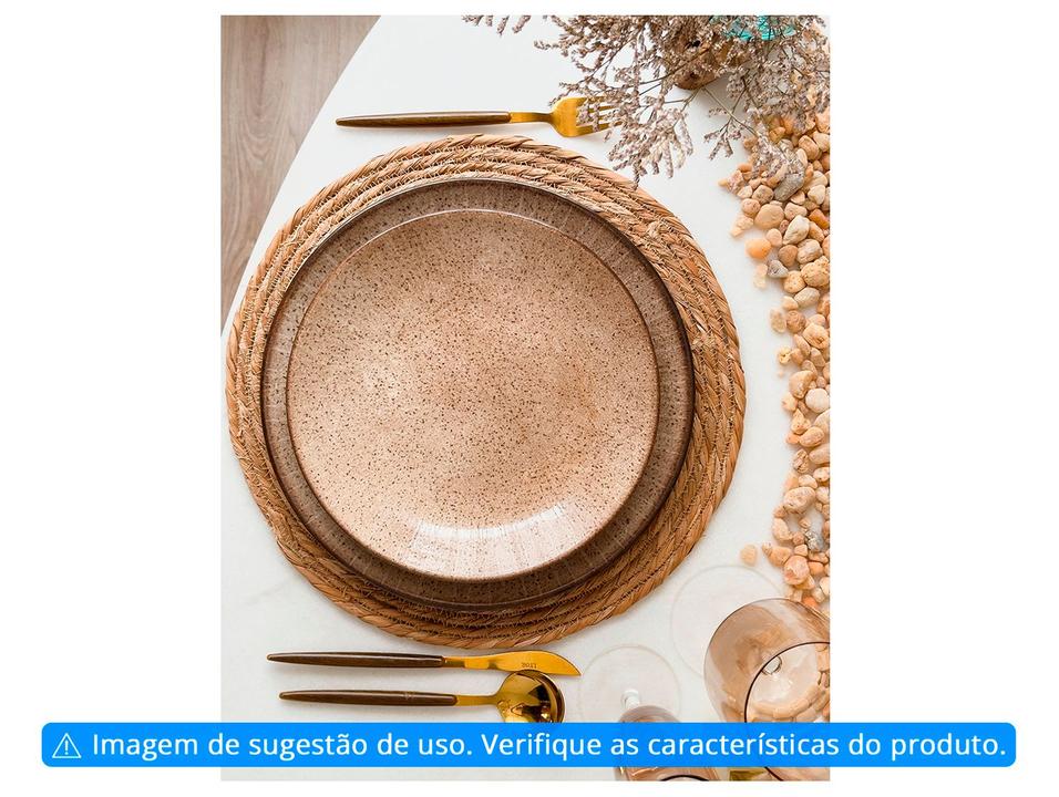 Aparelho de Jantar e Chá 20 Peças Alleanza Redondo Cerâmica Faiança Bege e Preto Mônaco - 1