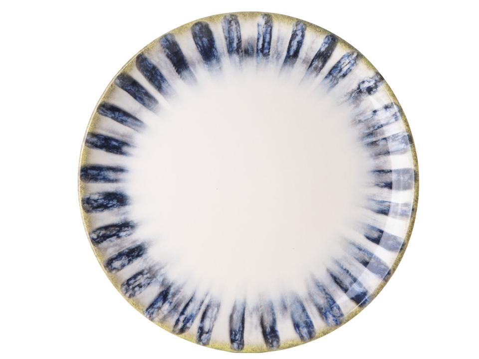 Aparelho de Jantar e Chá 20 Peças Alleanza Redondo Cerâmica Faiança Branco e Azul Istambul - 3