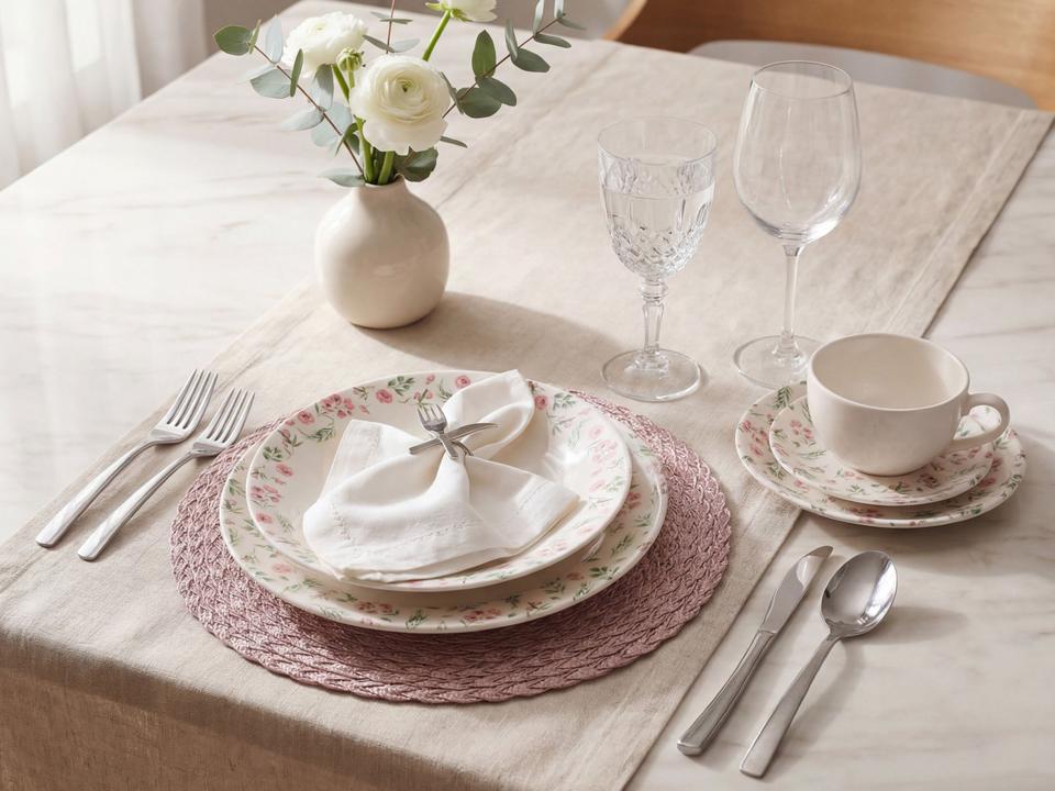 Aparelho de Jantar e Chá 20 Peças Alleanza Redondo Cerâmica Faiança Rosa - 1