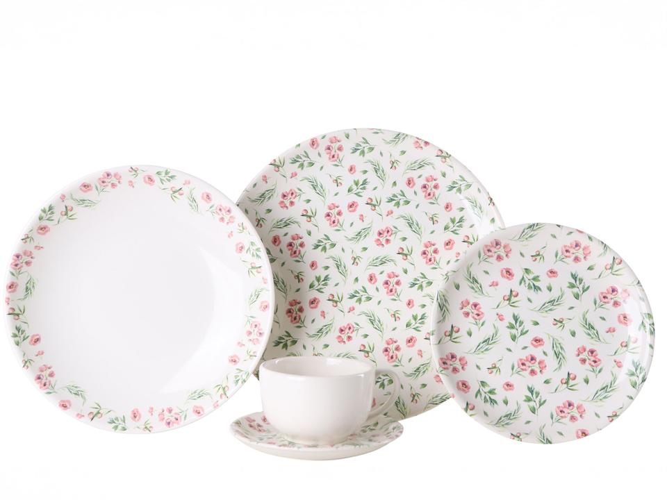 Aparelho de Jantar e Chá 20 Peças Alleanza Redondo Cerâmica Faiança Rosa - 2