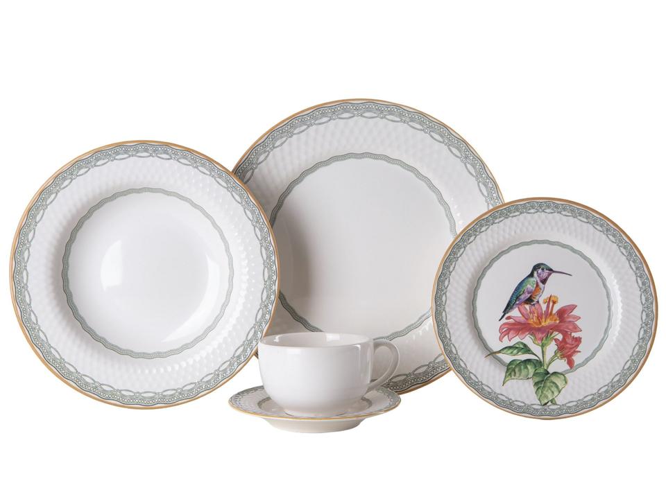 Aparelho de Jantar e Chá 20 Peças Alleanza Redondo Cerâmica Faiança Verde Olívia - 2