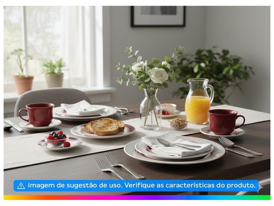 Aparelho de Jantar e Chá 20 Peças Biona Redondo Cerâmica Donna 24 Marsála Oxford - 1