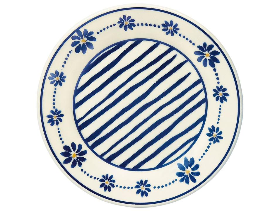 Aparelho de Jantar e Chá 20 Peças Biona Redondo de Cerâmica Azul Donna 24 Margaridas - 4