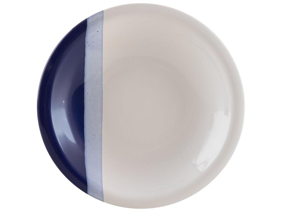 Aparelho de Jantar e Chá 20 Peças Cerâmica Brasilia Redondo Branco e Azul Cobalto Atual - 4