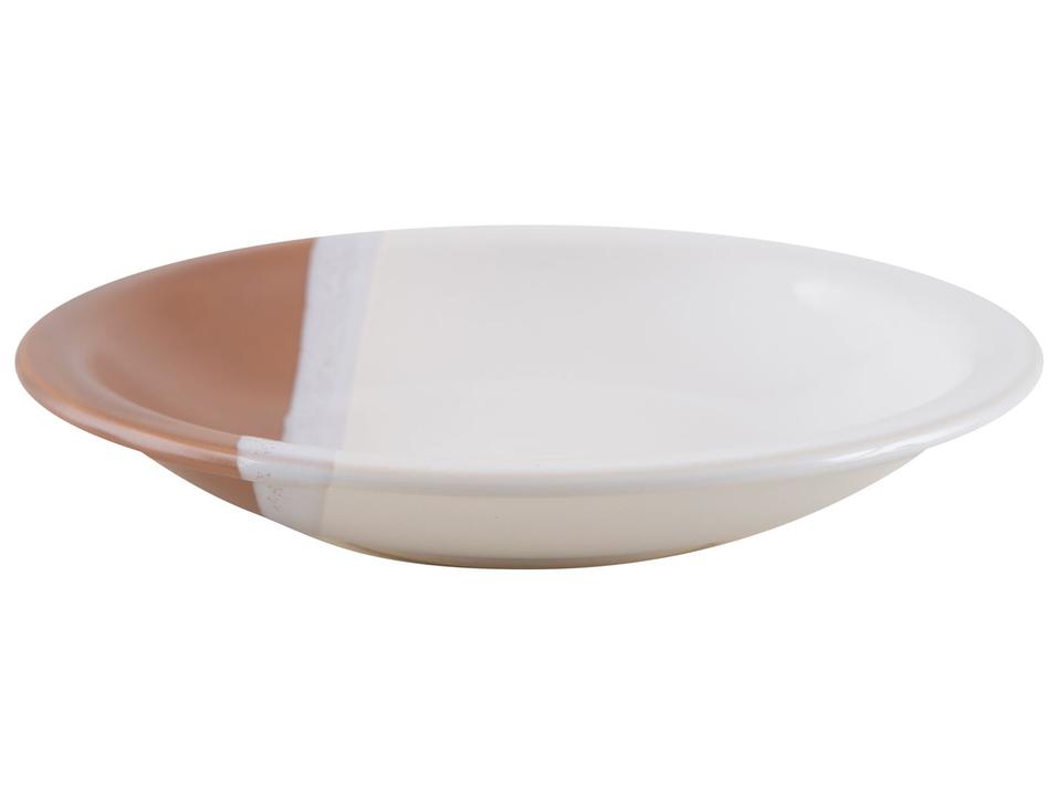 Aparelho de Jantar e Chá 20 Peças Cerâmica Brasilia Redondo Branco e Chocolate Atual - 4