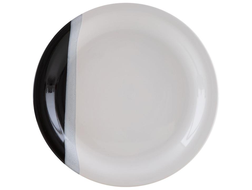 Aparelho de Jantar e Chá 20 Peças Cerâmica Brasilia Redondo Branco e Preto Atual - 3