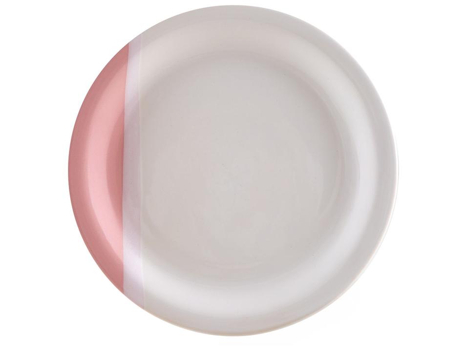 Aparelho de Jantar e Chá 20 Peças Cerâmica Brasilia Redondo Branco e Rosa Atual - 3