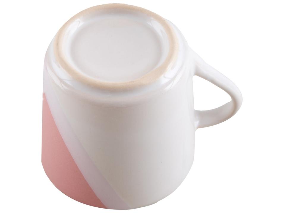 Aparelho de Jantar e Chá 20 Peças Cerâmica Brasilia Redondo Branco e Rosa Atual - 8