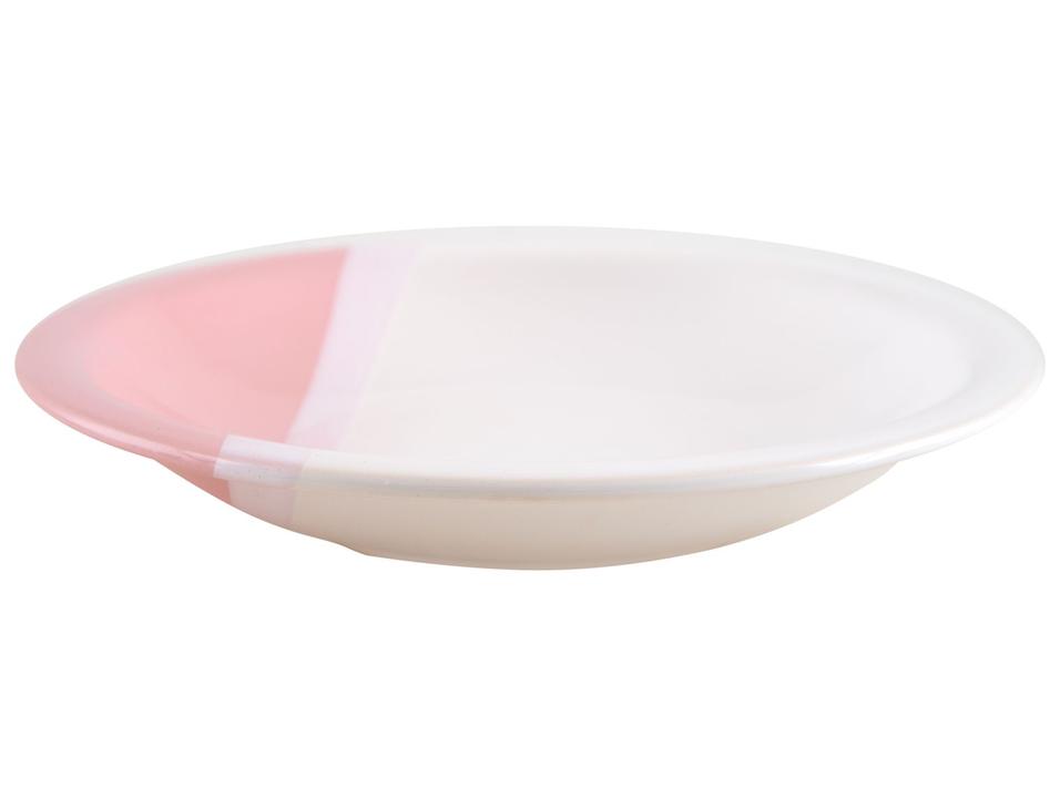 Aparelho de Jantar e Chá 20 Peças Cerâmica Brasilia Redondo Branco e Rosa Atual - 4