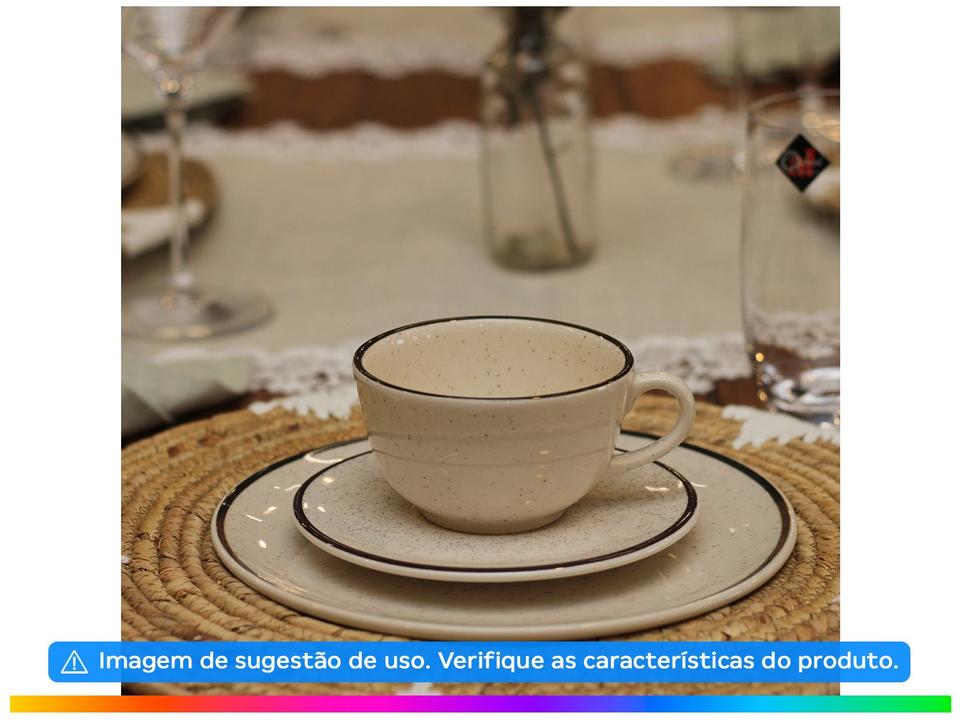 Aparelho de Jantar e Chá 20 Peças Oxford de Cerâmica Bege e Marrom Redondo Unni Brisa - 2