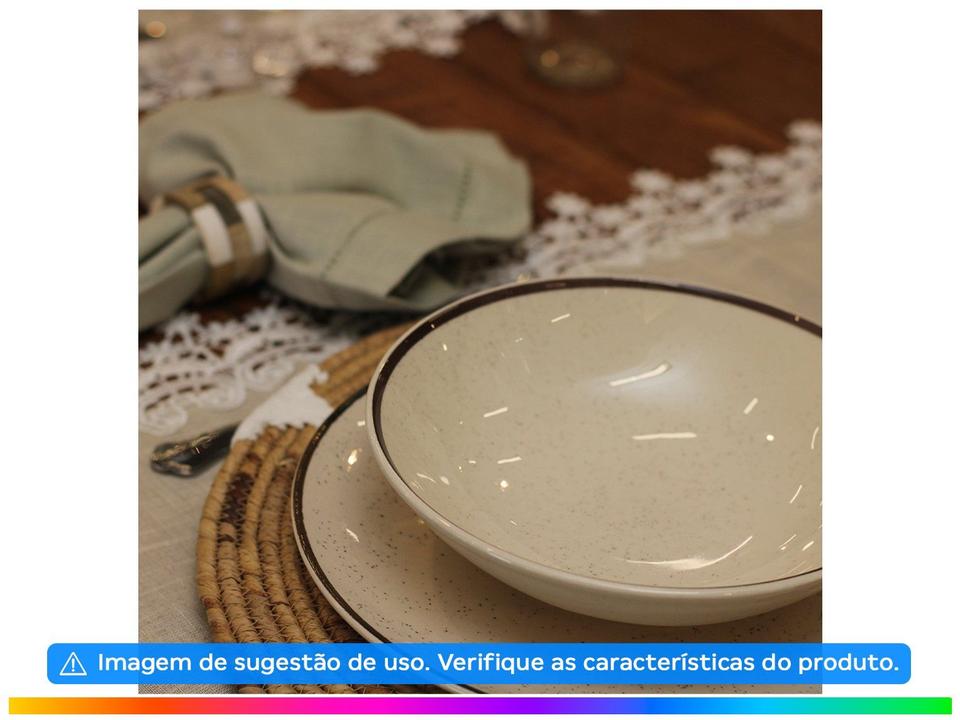 Aparelho de Jantar e Chá 20 Peças Oxford de Cerâmica Bege e Marrom Redondo Unni Brisa - 4