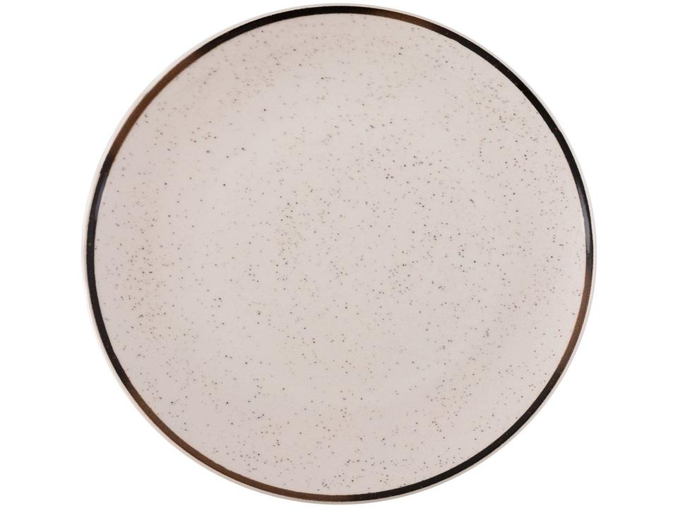 Aparelho de Jantar e Chá 20 Peças Oxford de Cerâmica Bege e Marrom Redondo Unni Brisa - 8