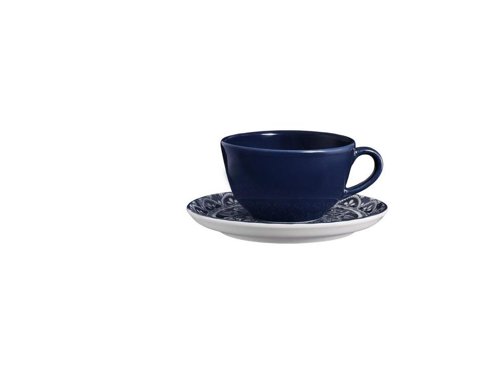 Aparelho de Jantar e Chá 20 Peças Oxford Redondo Cerâmica Azul e Branco Flat Málaga - 8