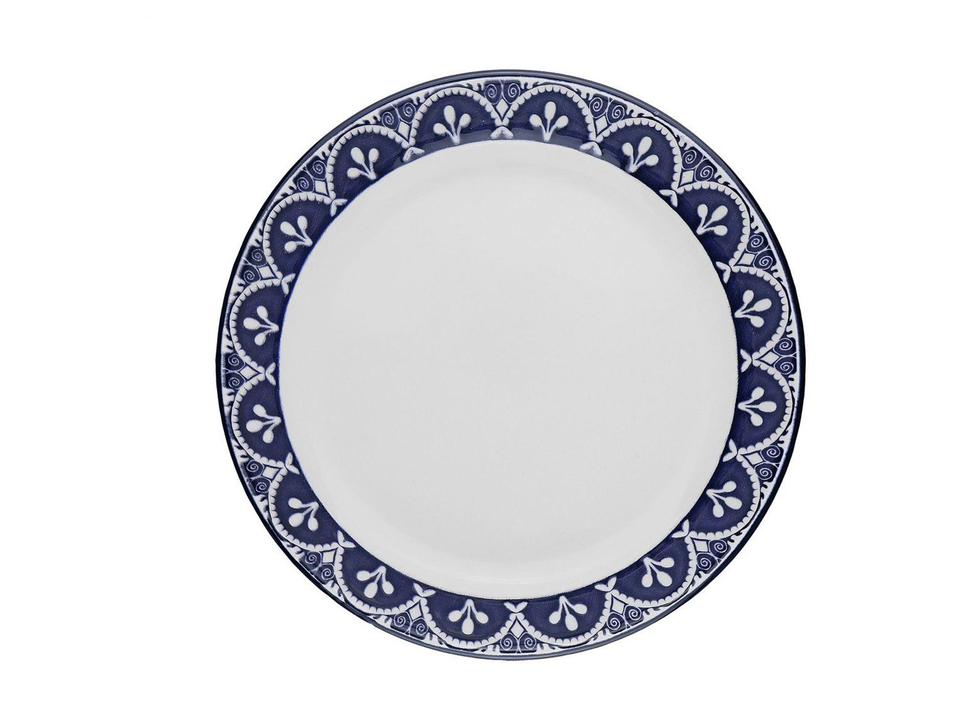 Aparelho de Jantar e Chá 20 Peças Oxford Redondo Cerâmica Azul e Branco Flat Málaga - 6