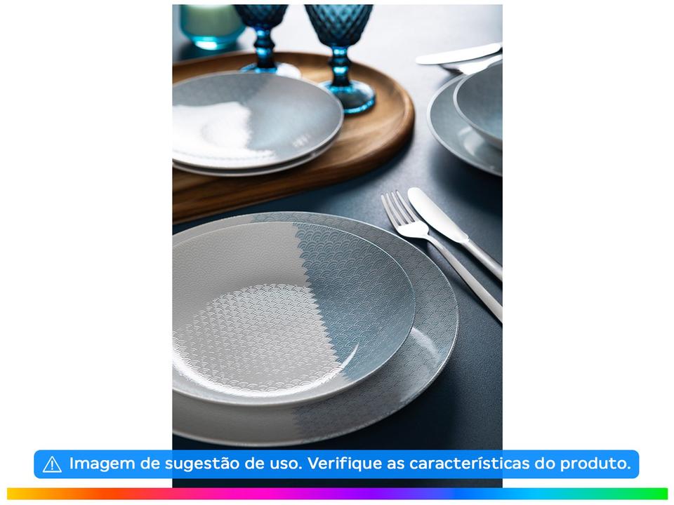 Aparelho de Jantar e Chá 20 Peças Tramontina Redondo de Porcelana Branco e Azul Aquarius 96589056 - 2