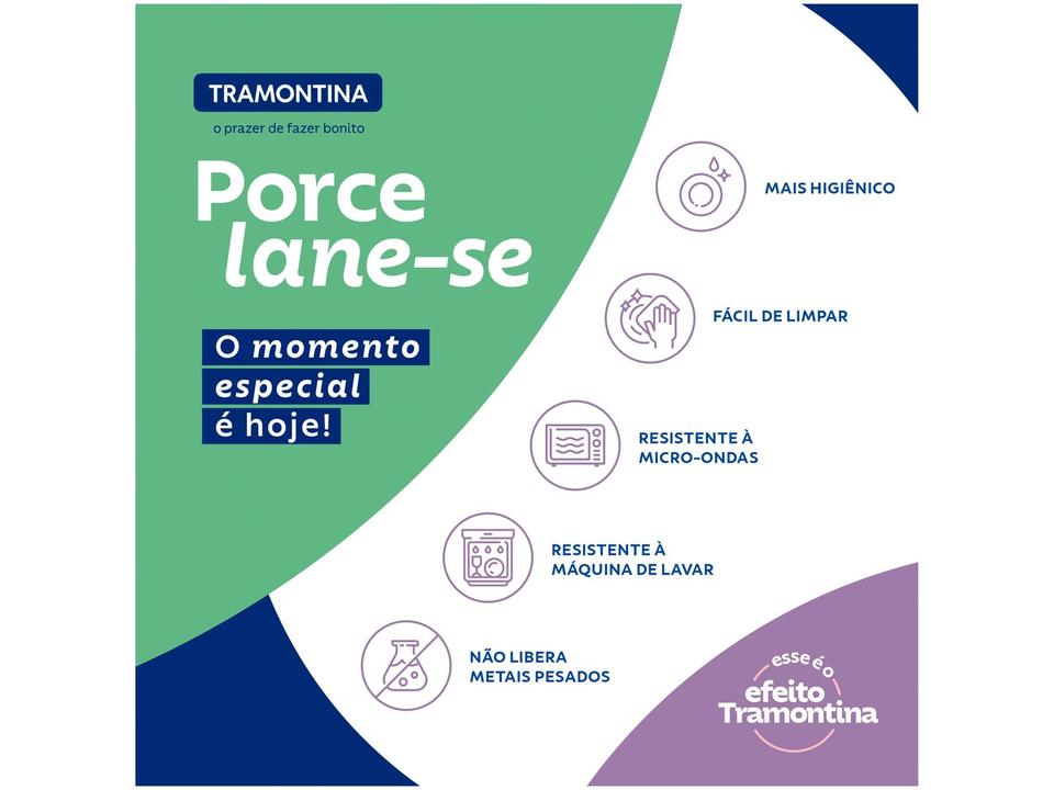 Aparelho de Jantar e Chá 20 Peças Tramontina Redondo de Porcelana Branco e Azul Polaris 96589040 - 3