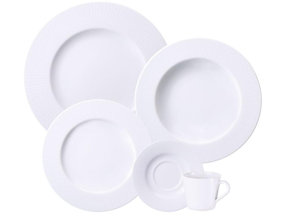 Aparelho de Jantar e Chá 20 Peças Tramontina Redondo de Porcelana Branco Mesh 96589028