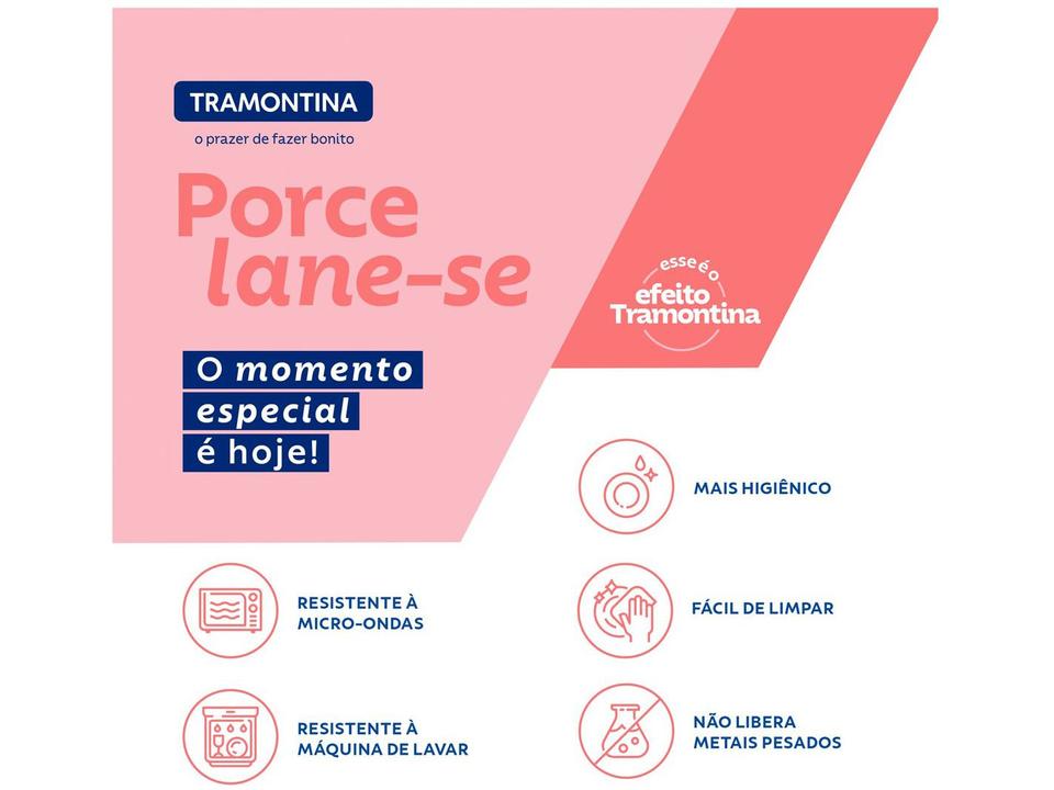 Aparelho de Jantar e Chá 20 Peças Tramontina Redondo de Porcelana Branco Ornatta 96589050 - 15