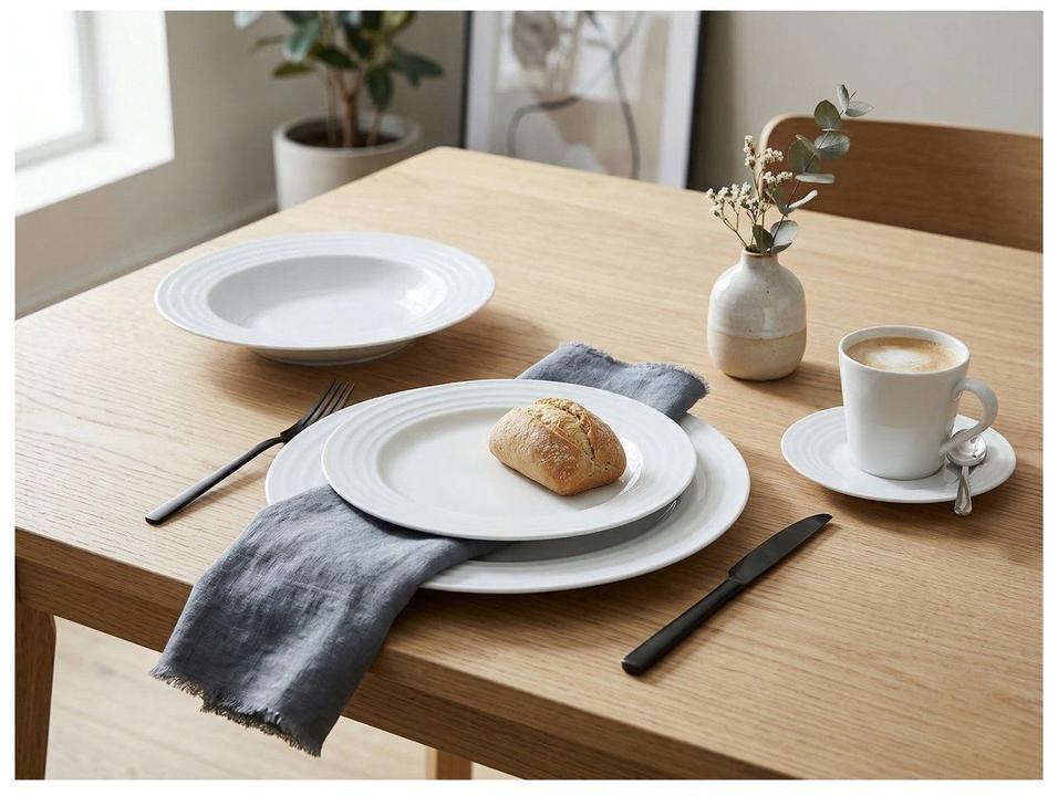 Aparelho de Jantar e Chá 20 Peças Tramontina Redondo Porcelana Branco Vibrare - 1
