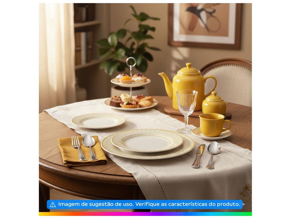 Aparelho de Jantar e Chá 30 Peças Biona Redondo Cerâmica Trama Mostarda Oxford - 1