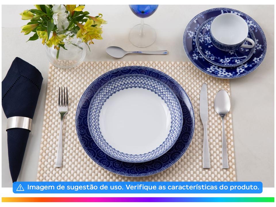 Aparelho de Jantar Sobremesa e Chá 20 Peças Tramontina de Porcelana Azul Redondo Umeko - 1