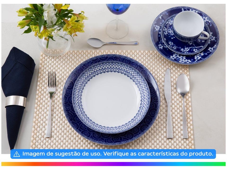 Aparelho de Jantar Sobremesa e Chá 20 Peças Tramontina de Porcelana Azul Redondo Umeko - 1