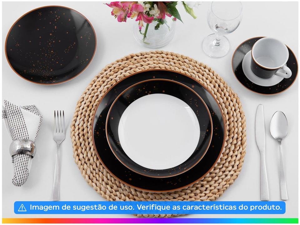 Aparelho de Jantar Sobremesa e Chá 20 Peças Tramontina de Porcelana Preto Redondo Valentina - 1