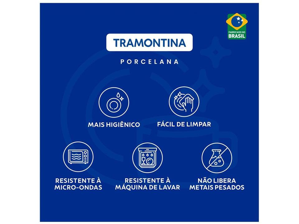 Aparelho de Jantar Sobremesa e Chá 20 Peças Tramontina de Porcelana Preto Redondo Valentina - 12