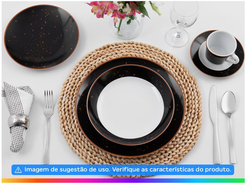 Aparelho de Jantar Sobremesa e Chá 20 Peças Tramontina de Porcelana Preto Redondo Valentina - 1
