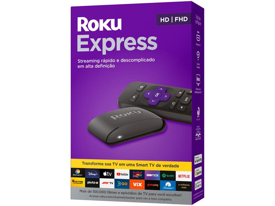 Aparelho de Streaming Roku Express Full HD - com Controle Remoto - 10