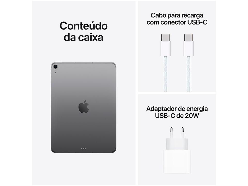 Apple iPad Air de 11" Chip M3 Wi-Fi + Cellular 128GB Cinza Espacial - 9